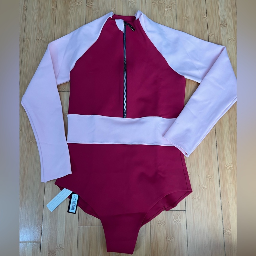 Pink and Red Long Sleeve Swimsuit